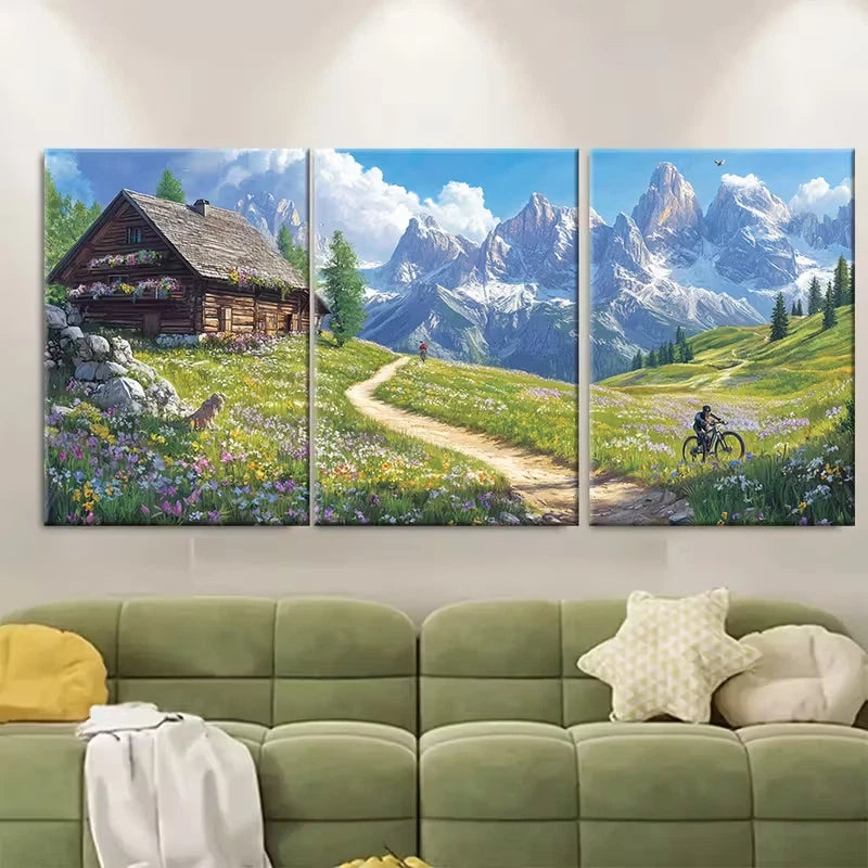 3pcs Alpine Meadows with Wild Orchids Metal Print Ready to Hang Art - Bella Home Decor