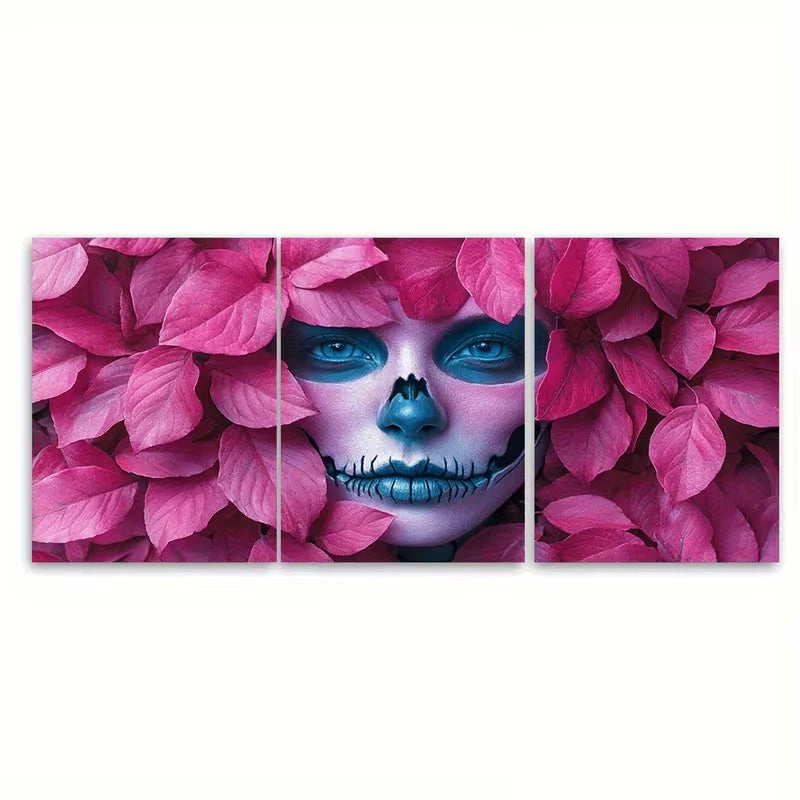 3pcs Pink Skeleton Leaves Metal Print Ready to Hang Art