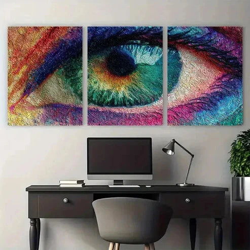 3pcs Abstract Aesthetic Colorful Eyes Perfect Wall Art Set Canvas Unframed – High Quality Print 100% Australian Made Wall Canvas