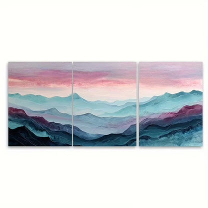 3pcs Abstract Mountains Painting Boho Metal Print Ready to Hang Art