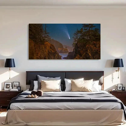 Oregon Coast Stars Night Scene Wall Art Canvas Office Home Room Framed 120x60cm