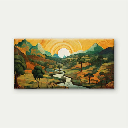 Abstract Mountain Sunrise Wall Art Canvas Office Home Room Framed 120x60cm