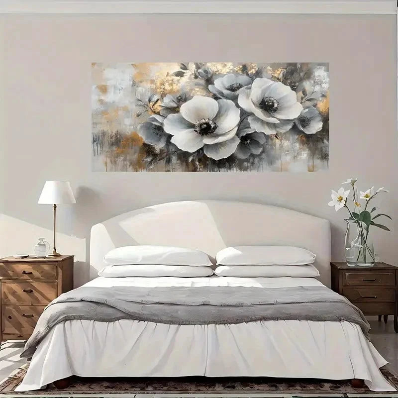 Abstract Floral Modern Vintage Wall Art Canvas Office Home Room Framed 120x60cm