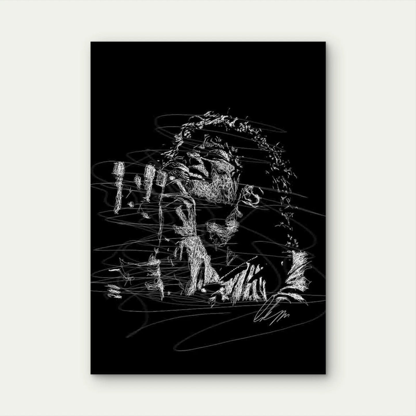 Curly Haired Singer Holding Microphone 40x60cm Metal Print Ready to Hang - Bella Home Decor