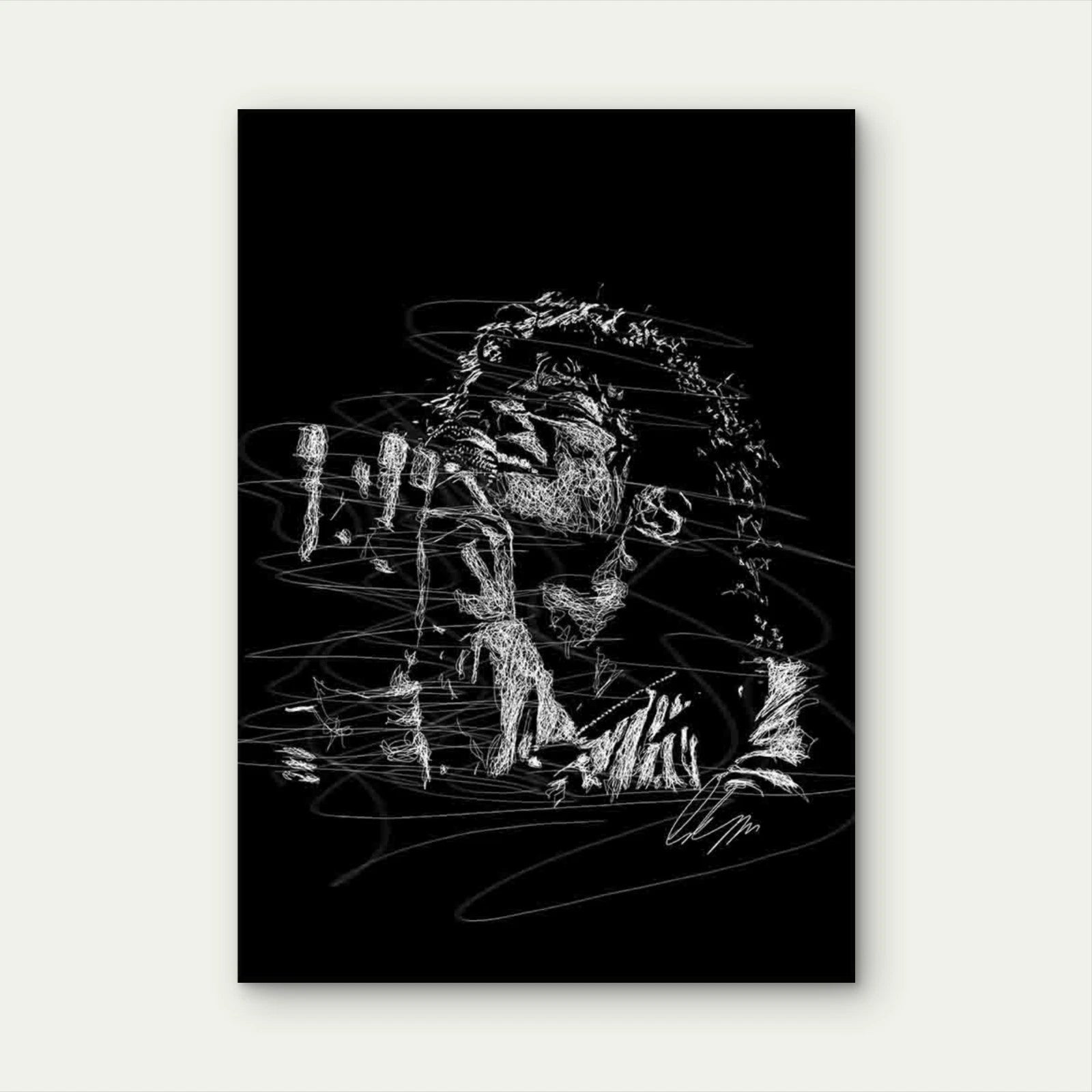 Curly Haired Singer Holding Microphone 40x60cm Metal Print Ready to Hang - Bella Home Decor