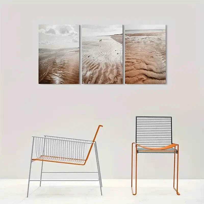 3pcs Beachscape Coastal Decor Wall Art Set Canvas Framed 40x60cm - High Quality Print 100% Australian Made Wall Canvas Ready to Hang - Bella Home Decor