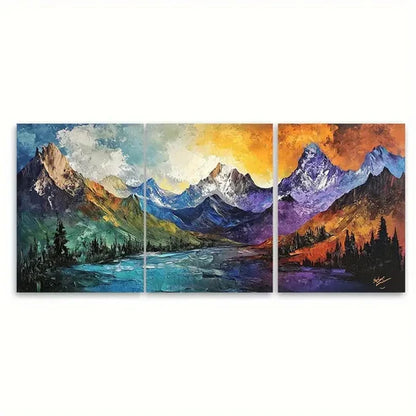 3pcs Surreal Mountains Nature Abstract Landscape Wall Art Set Canvas Unframed - High Quality Print 100% Australian Made Wall Canvas