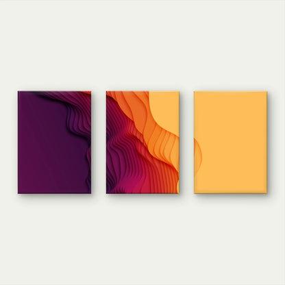 3pcs Purple & Yellow Layered Gradient Abstract Wall Art Set Canvas Framed 60x90cm - High Quality Print 100% Australian Made Wall Canvas Ready to Hang