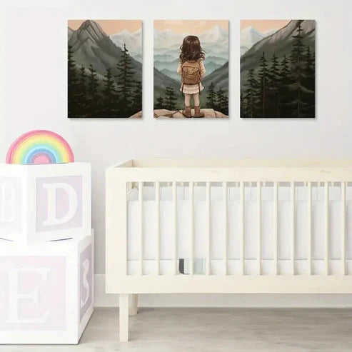 3pcs Adventure Nursery Woodland Girl Décor Wall Art Canvas Unframed - High Quality Print 100% Australian Made Wall Canvas - Bella Home Decor