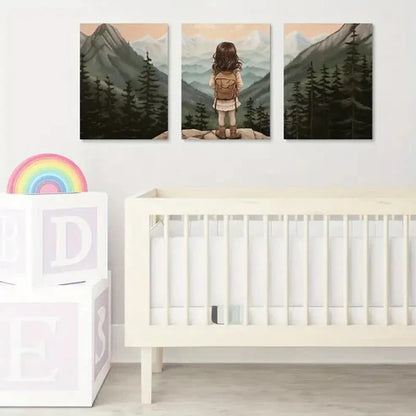 3pcs Adventure Nursery Woodland Girl Décor Wall Art Canvas Unframed - High Quality Print 100% Australian Made Wall Canvas - Bella Home Decor