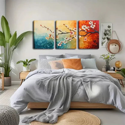 3pcs White Plum Blossom Wall Art Set Canvas Unframed - High Quality Print 100% Australian Made Wall Canvas
