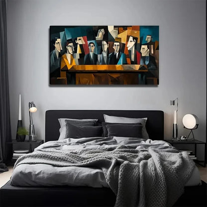 Men In A Meeting Aesthetic Wall Art Canvas Office Home Room Framed 120x60cm