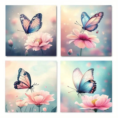 4pcs Iris flower Wall Art Canvas Framed