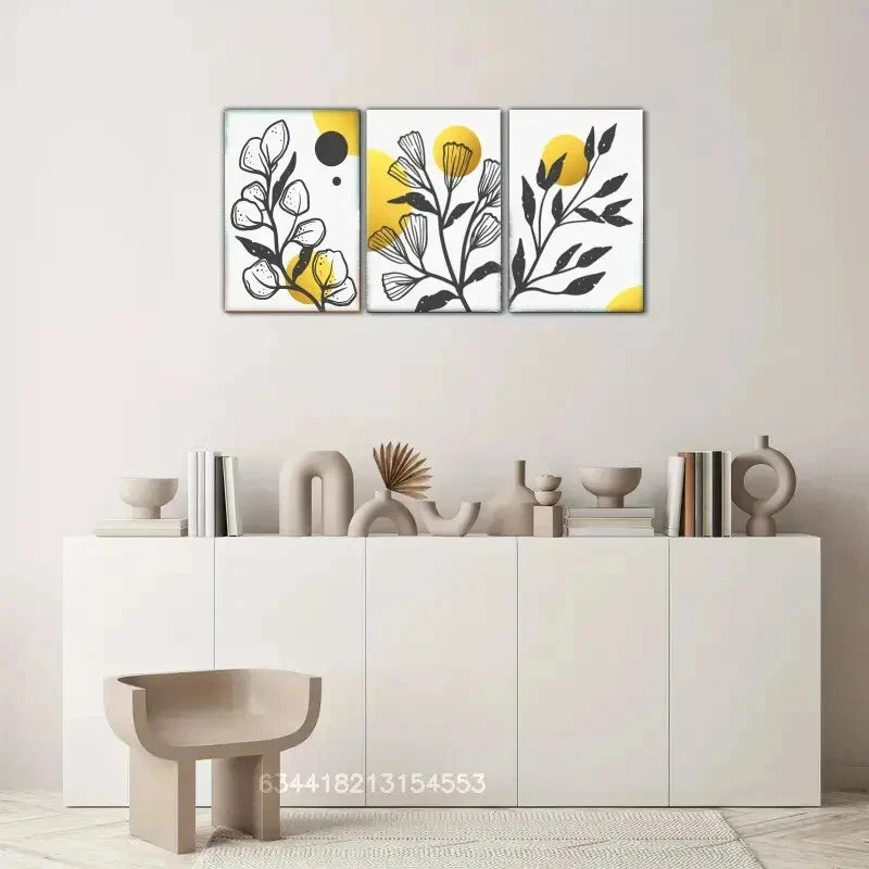 3pcs Artistic Premium Leaves Decoration Metal Print Ready to Hang Art - Bella Home Decor