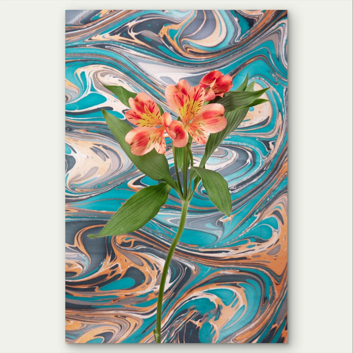 Psychedelic Flower Abstract Marble Vibrant Art 40x60cm Metal Print Ready to Hang