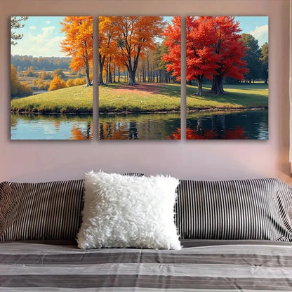 3pcs Lake Landscape Wall Art Set Canvas Framed 50x70cm - High Quality Print 100% Australian Made Wall Canvas Ready to Hang