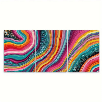 3pcs Colorful Abstract Modern Statement Wall Art Set Canvas Framed 60x90cm - High Quality Print 100% Australian Made Wall Canvas Ready to Hang - Bella Home Decor