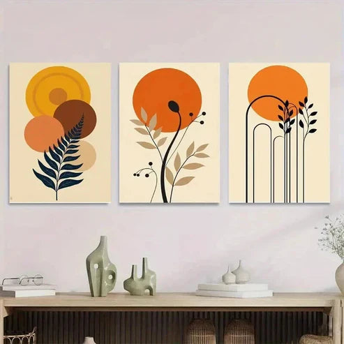 3pcs Modern Abstract Boho Style Paintings Wall Art Set Canvas Unframed - High Quality Print 100% Australian Made Wall Canvas