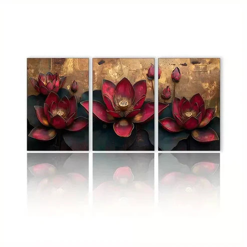 3pcs Lotus Flower Canvas Unframed - High Quality Print 100% Australian Made Wall Canvas