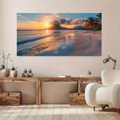 sea bathed in sunlight wall canvas office home room framed 120x60cm - Bella Home Decor