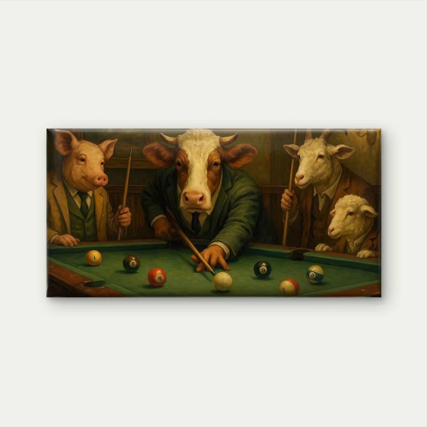 Humorous Cow & Goat Wall Art Canvas Office Home Room Framed 120x60cm