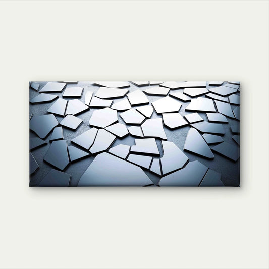 Abstract Broken Metallic Shards Wall Art Canvas Office Home Room Framed 120x60cm