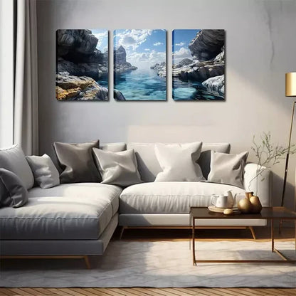 3pcs Small Streams In The Mountains Wall Art Canvas Unframed - High Quality Print 100% Australian Made Wall Canvas