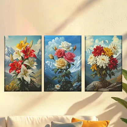 3pcs Charming bouquets in the valley  Wall Art Set Canvas Unframed - High Quality Print 100% Australian Made Wall Canvas