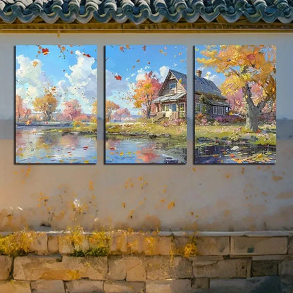 3pcs Small Boat By The Farmhouse Metal Print Ready to Hang Art - Bella Home Decor