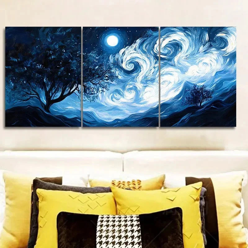 3pcs The starry night sky Decoration   Wall Art Set Canvas Framed 60x90cm - High Quality Print 100% Australian Made Wall Canvas Ready to Hang