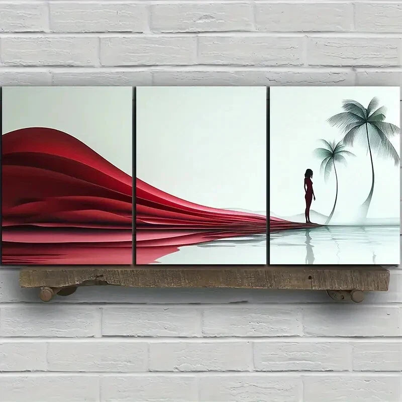 3pcs Coconut Trees Tropical Scenery Metal Print Ready to Hang Art - Bella Home Decor