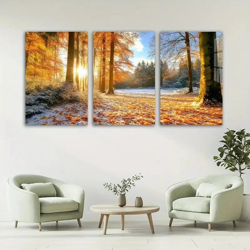 3pcs Stunning Sunset Forest Nature Metal Print Ready to Hang Art - Bella Home Decor