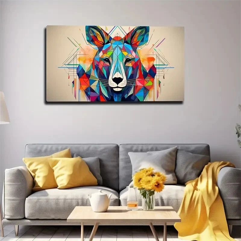 Colorful Geometric Deer Head Wall Art Canvas Office Home Room Framed 120x60cm