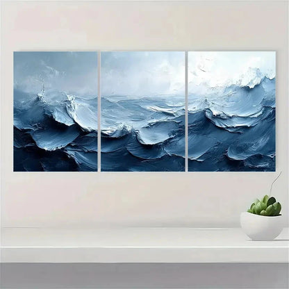 3pcs Gray and White Textured Abstract Painting Metal Print Ready to Hang Art - Bella Home Decor
