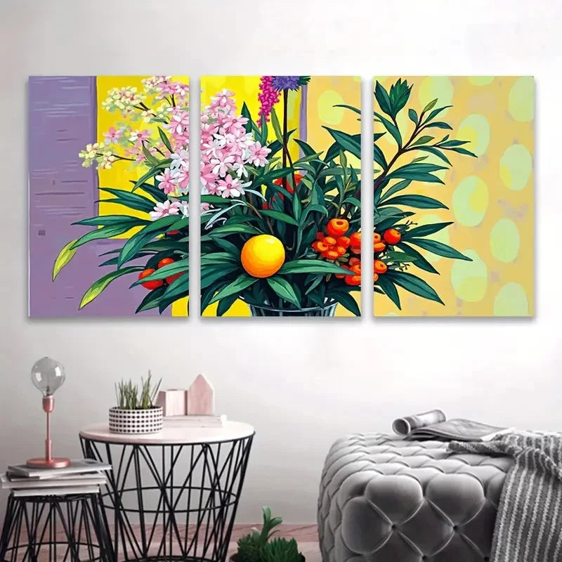 3pcs Stunning Floral Designs Wall Art Set Canvas Framed 40x60cm - High Quality Print 100% Australian Made Wall Canvas Ready to Hang