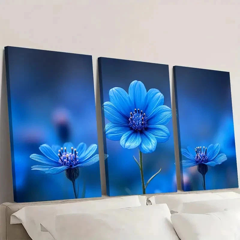 3pcs  Cornflower Flower Painting CF  Wall Art Set Canvas FrMamed 40x60cm - High Quality Print 100% Australian Made Wall Canvas Ready to Hang - Bella Home Decor