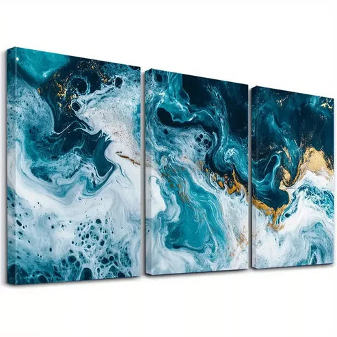 3pcs Swirls Abstract Aesthetic Decorative  Art Set Canvas Unframed - High Quality Print 100% Australian Made Wall Canvas