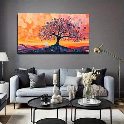 Vibrant Tree With Magical Sky Wall Art Canvas Office Home Room Framed 120x60cm