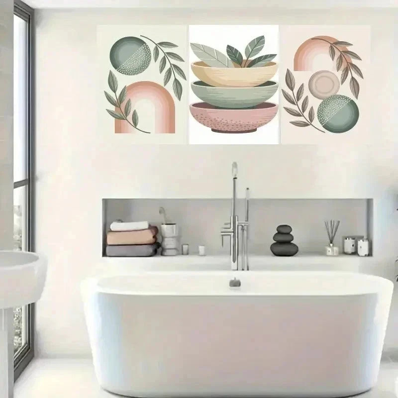 3pcs Abstract Shapes Canvas   Wall Art Set Canvas Framed 50x70cm - High Quality Print 100% Australian Made Wall Canvas Ready to Hang - Bella Home Decor