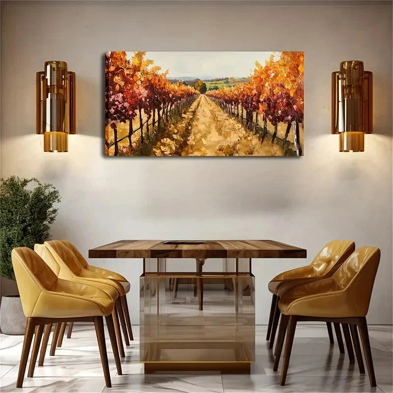 The Autumn Vineyard Scenery Wall Art Canvas Office Home Room Framed 120x60cm - Bella Home Decor