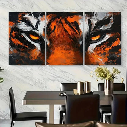 3pcs Vibrant Orange & Black Close-Up Painting Metal Print Ready to Hang Art