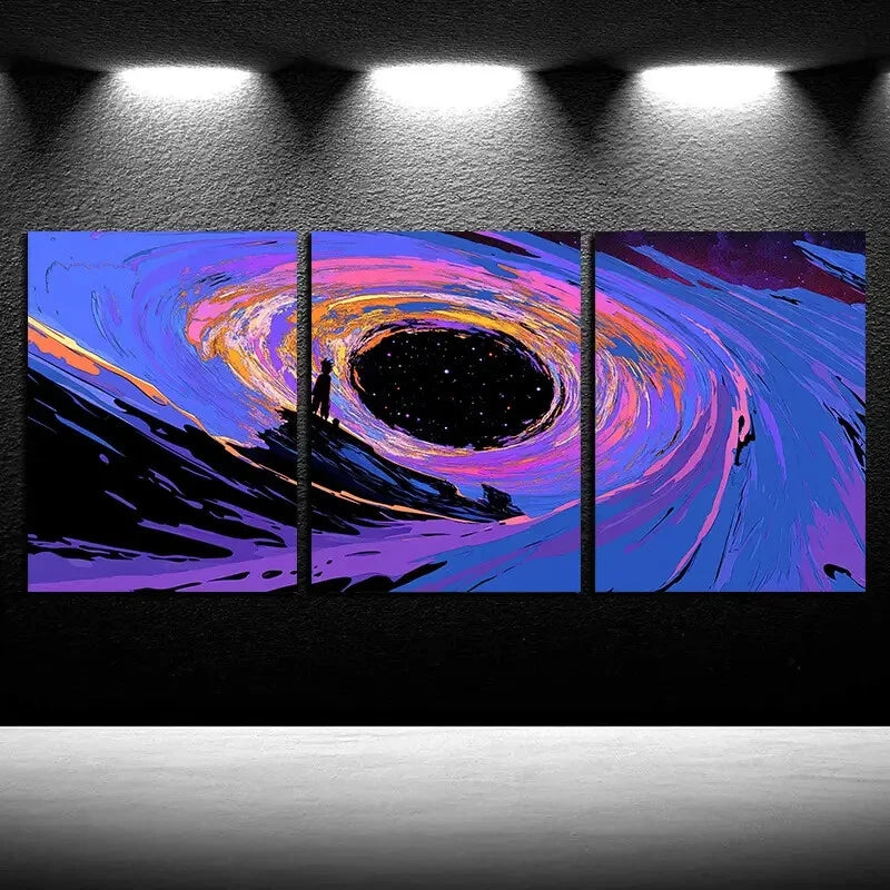 3pcs Abstract Starry Sky Cosmic Space Theme Metal Print Ready to Hang Art - Bella Home Decor