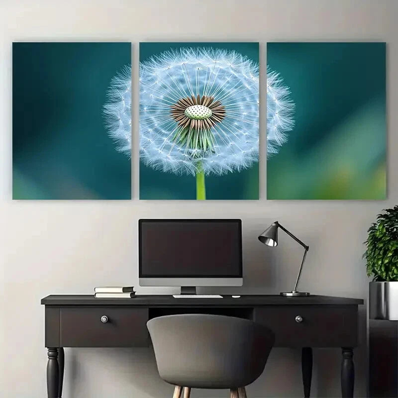 3pcs Dandelion Macro Photography Ethereal Flower Metal Print Ready to Hang Art - Bella Home Decor
