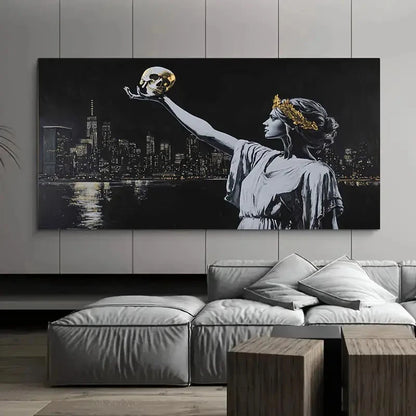 Stylish Woman Holding Golden Wall Art Canvas Office Home Room Framed 120x60cm