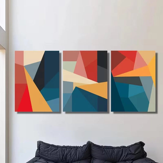 3pcs Geometric Abstract Patterns Metal Print Ready to Hang Art