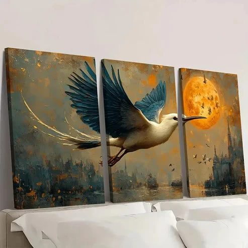 3pcs The Great Flight Fine Art Print Bird Wall Art Set Canvas Unframed - High Quality Print 100% Australian Made Wall Canvas - Bella Home Decor
