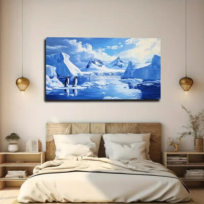 Antarctic Penguin Ice Snow Wall Art Canvas Office Home Room Framed 120x60cm