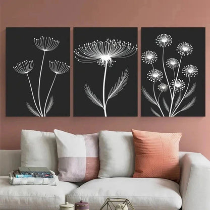 3pcs Wildflowers, Botanical Canvas  Wall Art Set Canvas Framed 60x90cm - High Quality Print 100% Australian Made Wall Canvas Ready to Hang