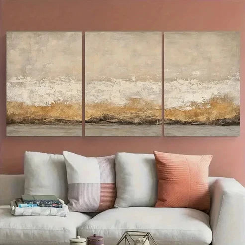 3pcs Beige Wabi Sabi Neutral Abstract Design Wall Art Canvas Unframed - High Quality Print 100% Australian Made Wall Canvas - Bella Home Decor