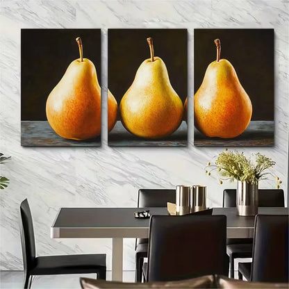 3pcs Pear Painting Metal Print Ready to Hang Art